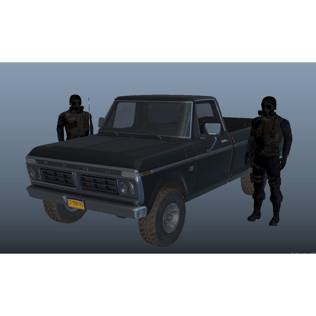 Ford F100 Pickup 3D Model – Low Poly Game Asset, FBX - View 18