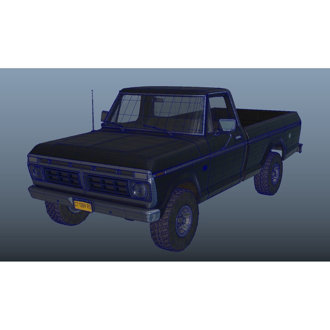 Ford F100 Pickup 3D Model – Low Poly Game Asset, FBX - View 19