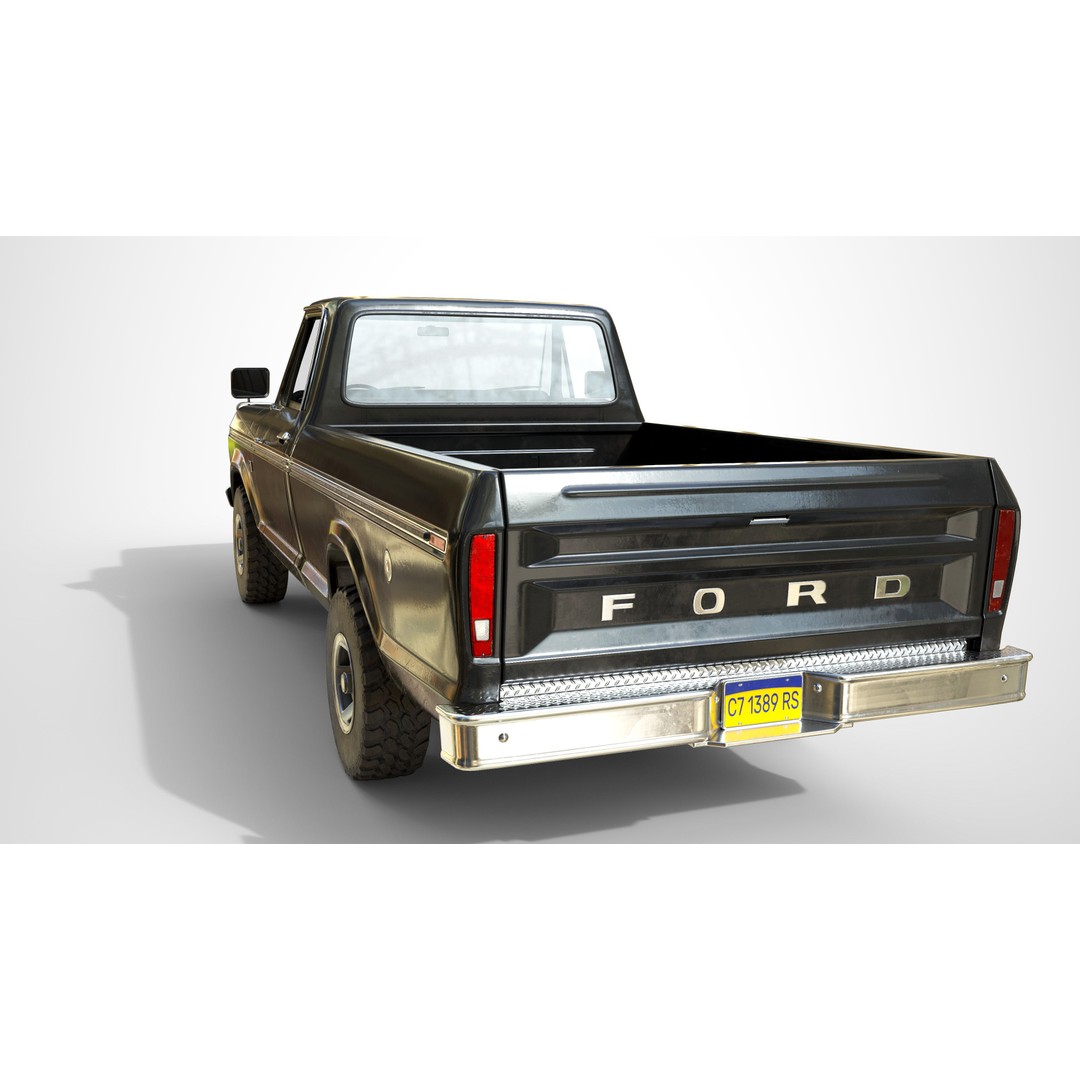 Ford F100 Pickup 3D Model – Low Poly Game Asset, FBX - View 5
