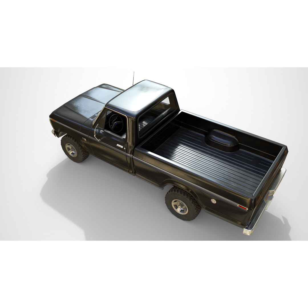Ford F100 Pickup 3D Model – Low Poly Game Asset, FBX - View 6