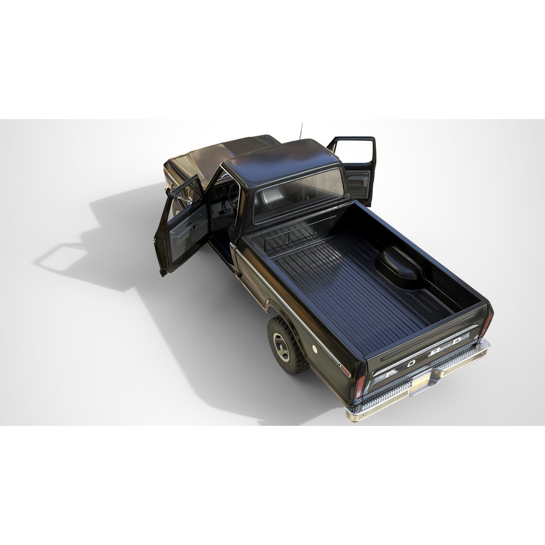Ford F100 Pickup 3D Model – Low Poly Game Asset, FBX - View 9