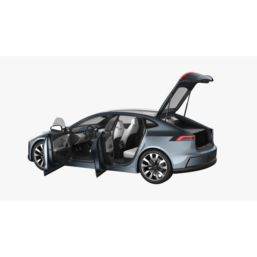 Generic Electric Car 3D Model – Subdivision Ready PBR Asset, FBX, Blender - View 20