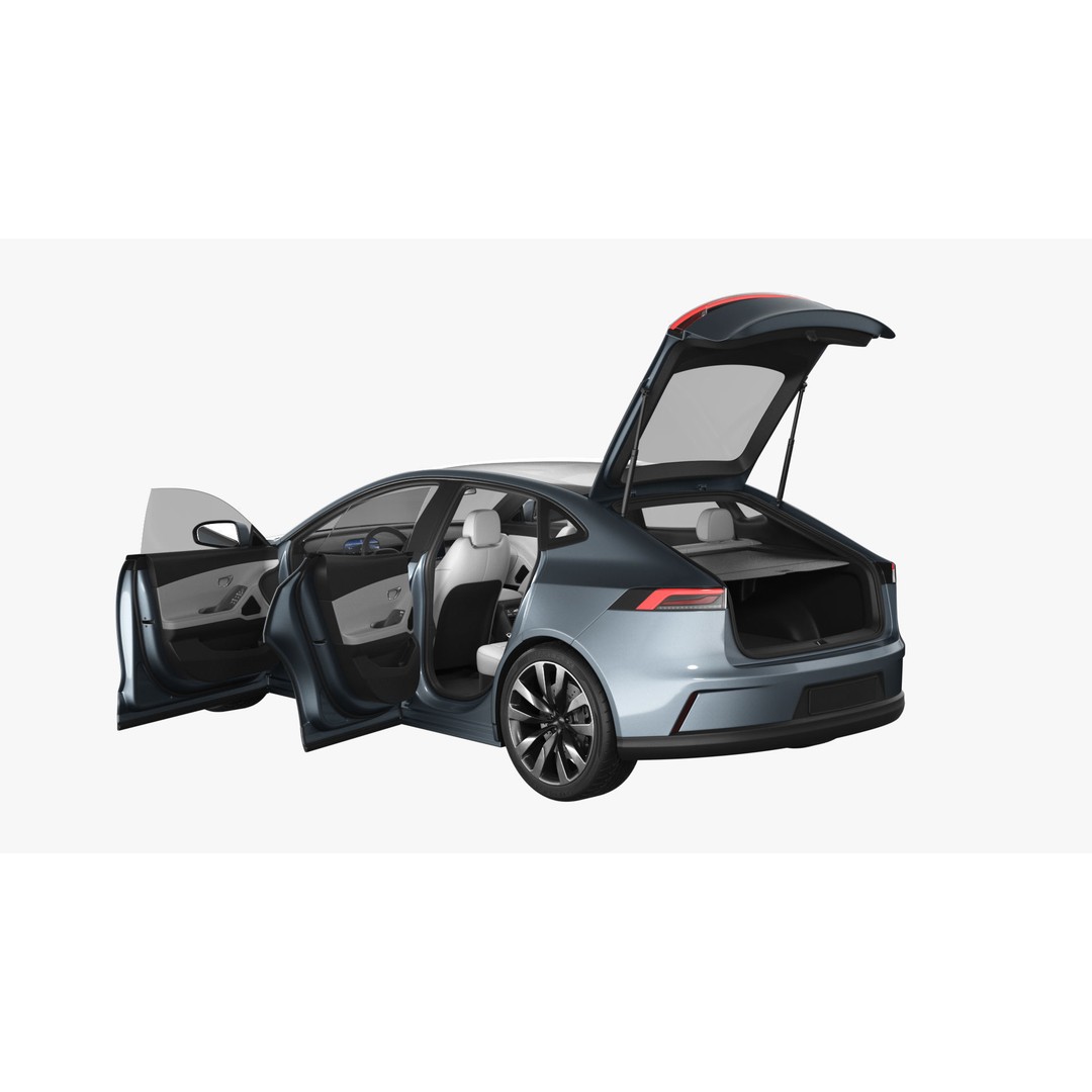 Generic Electric Car 3D Model – Subdivision Ready PBR Asset, FBX, Blender - View 21