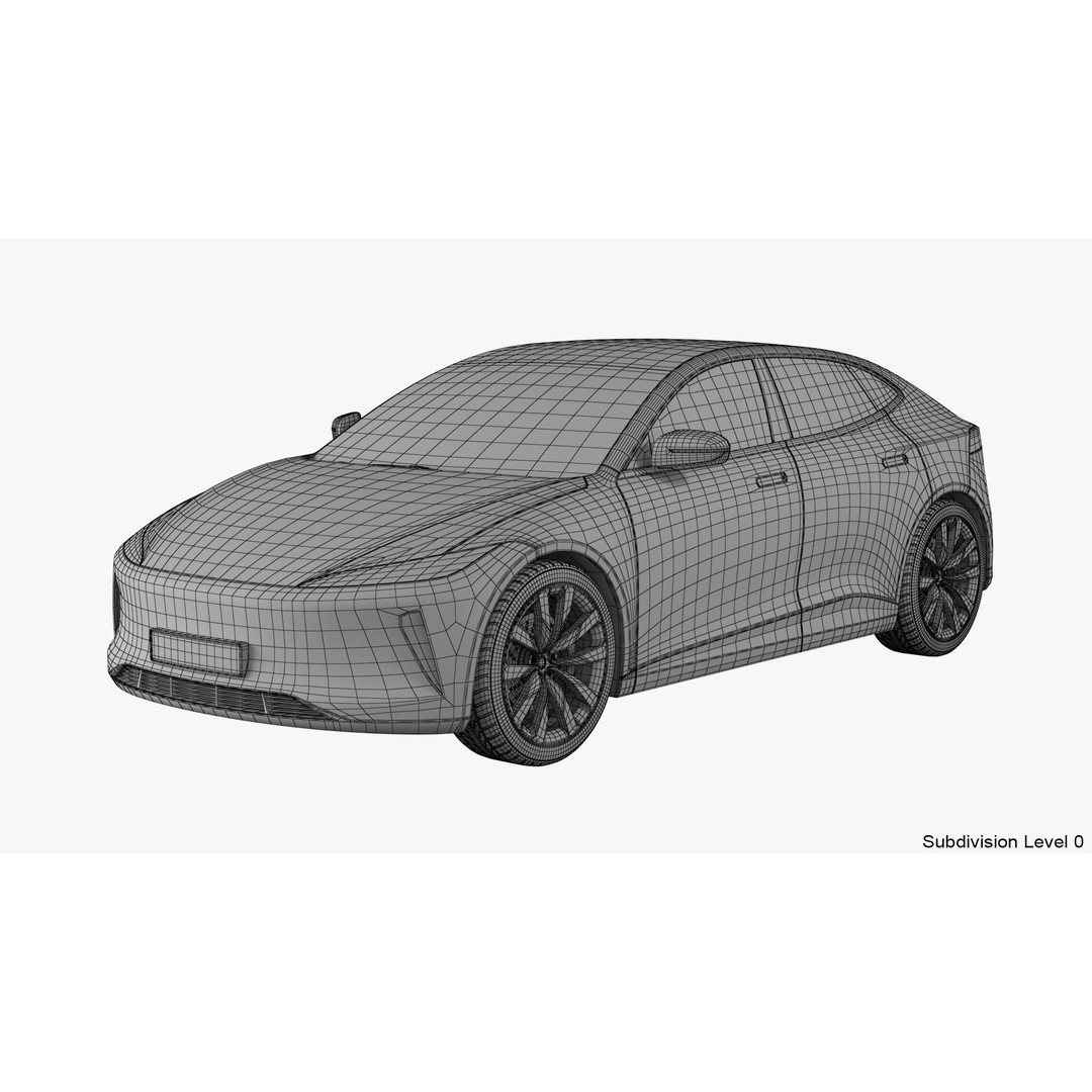 Generic Electric Car 3D Model – Subdivision Ready PBR Asset, FBX, Blender - View 29