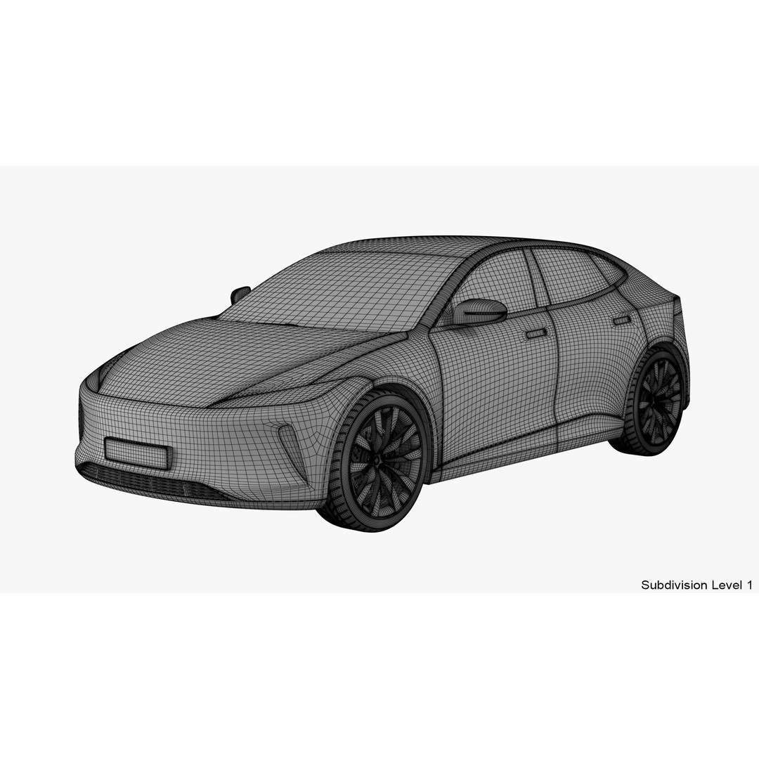 Generic Electric Car 3D Model – Subdivision Ready PBR Asset, FBX, Blender - View 30