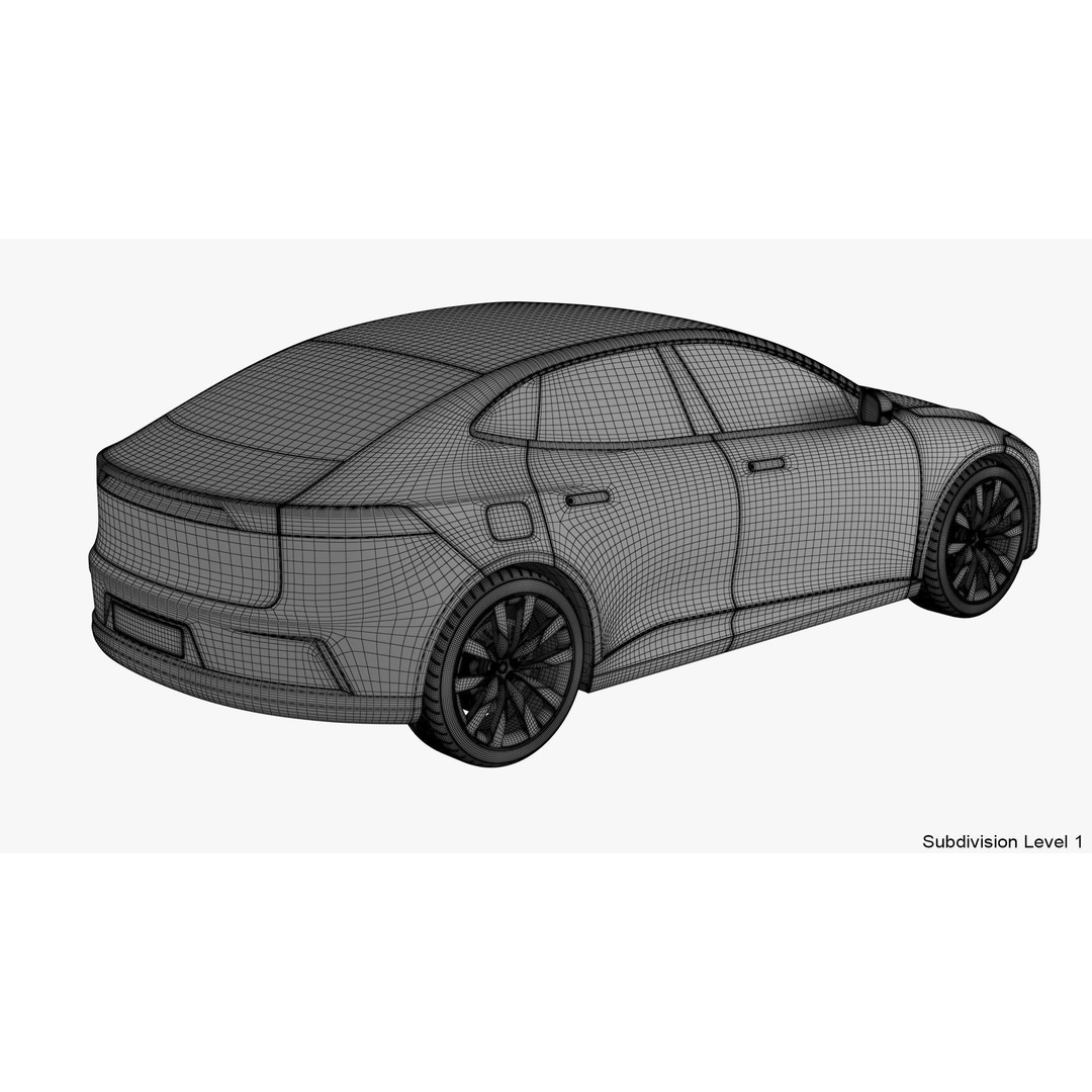 Generic Electric Car 3D Model – Subdivision Ready PBR Asset, FBX, Blender - View 32