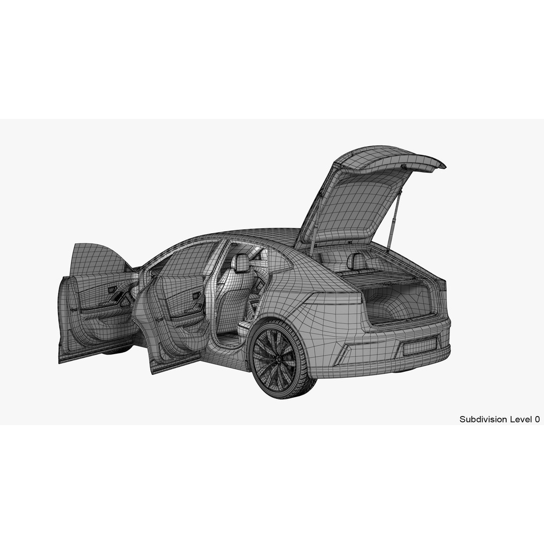 Generic Electric Car 3D Model – Subdivision Ready PBR Asset, FBX, Blender - View 33