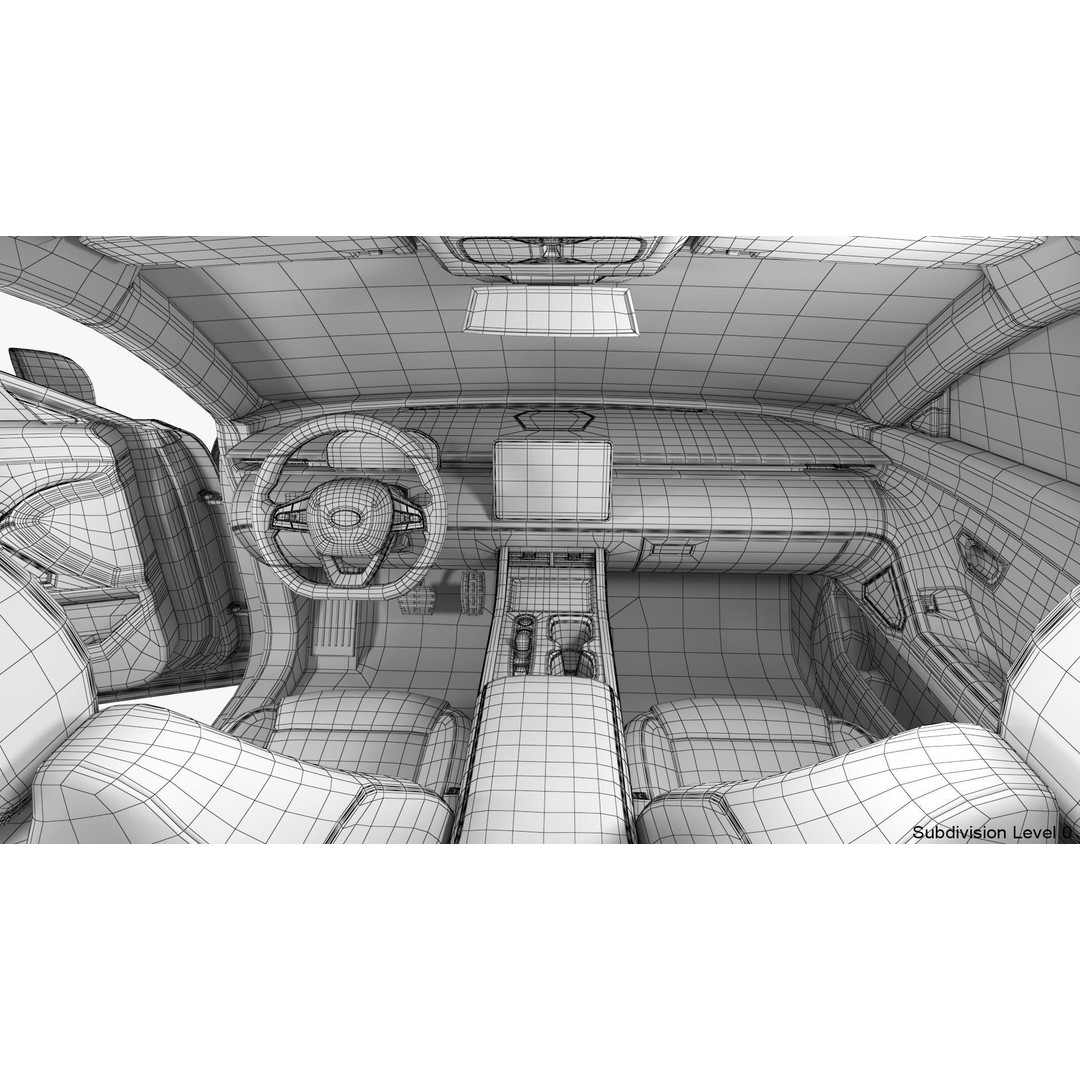 Generic Electric Car 3D Model – Subdivision Ready PBR Asset, FBX, Blender - View 39