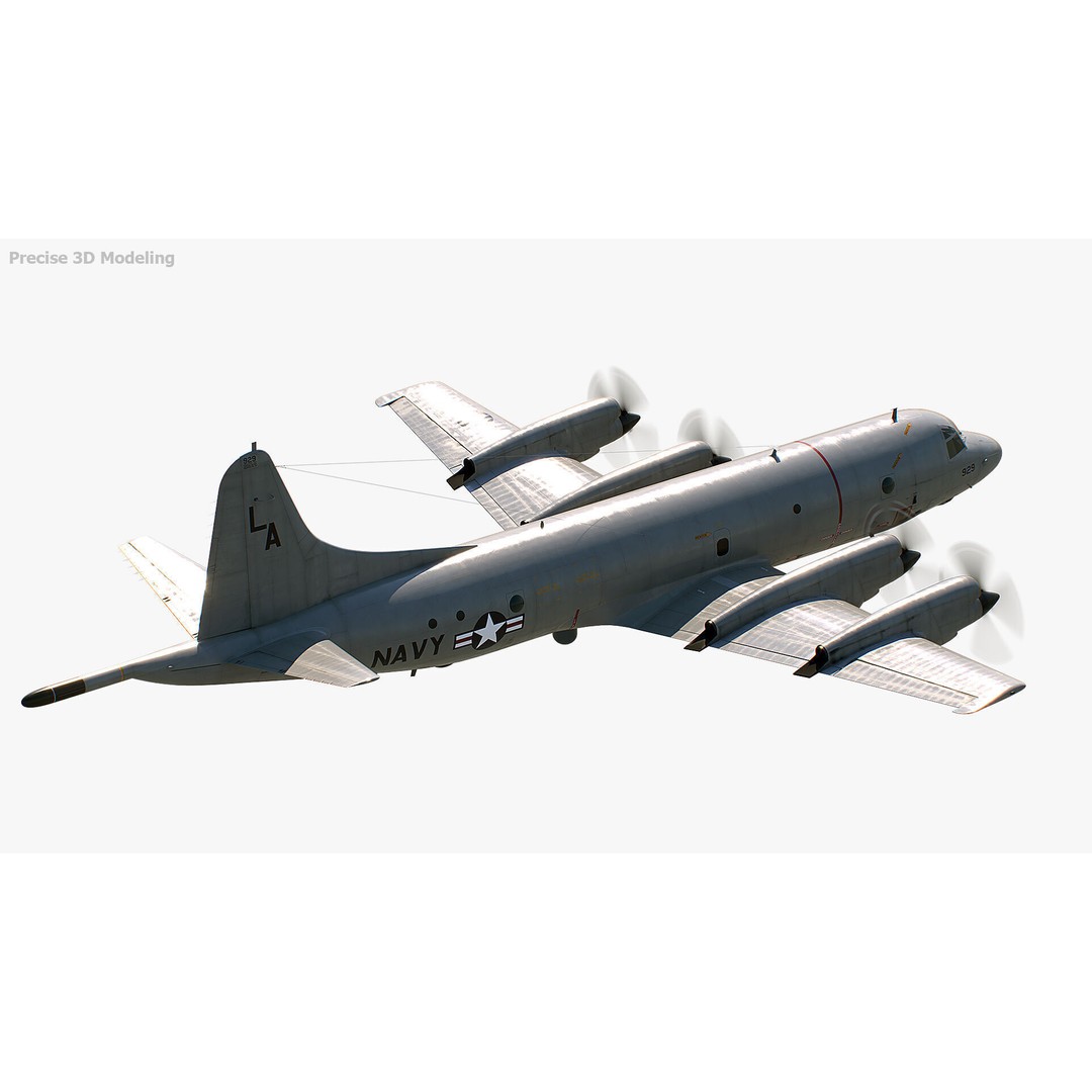 P-3 Orion 3D Model – Low Poly Military Aircraft, FBX, PBR Textures - View 11