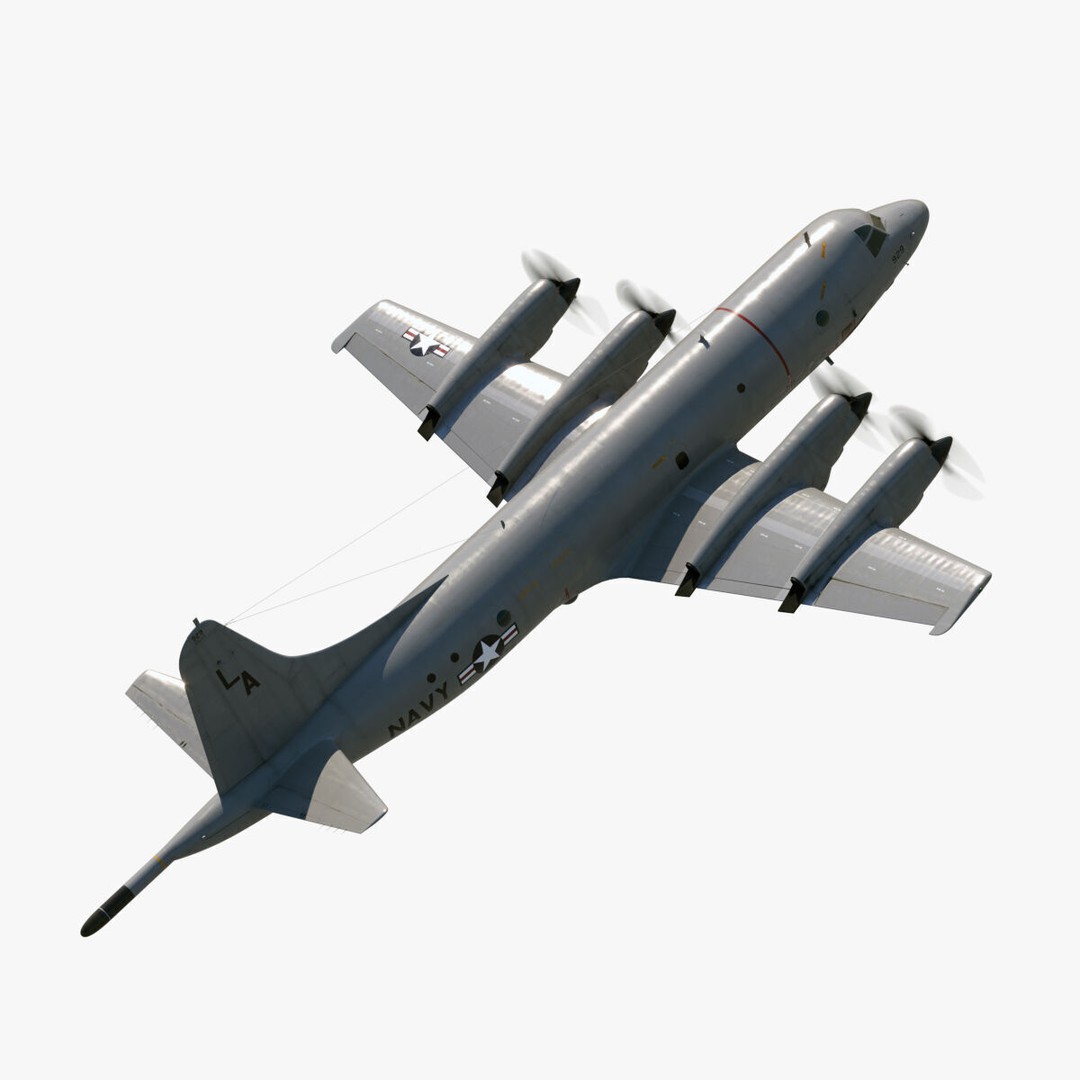 P-3 Orion 3D Model – Low Poly Military Aircraft, FBX, PBR Textures - View 15