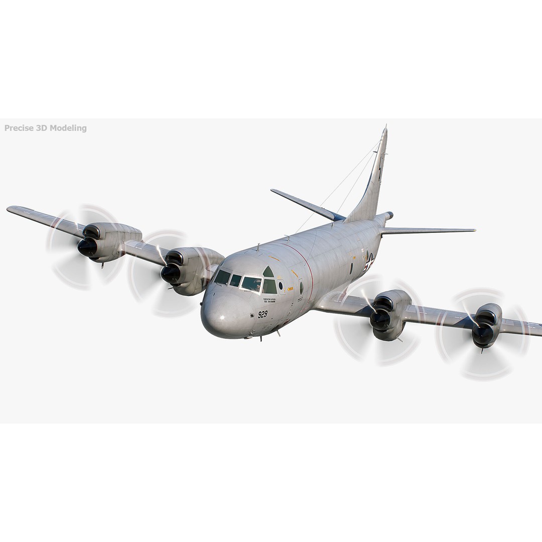 P-3 Orion 3D Model – Low Poly Military Aircraft, FBX, PBR Textures - View 9