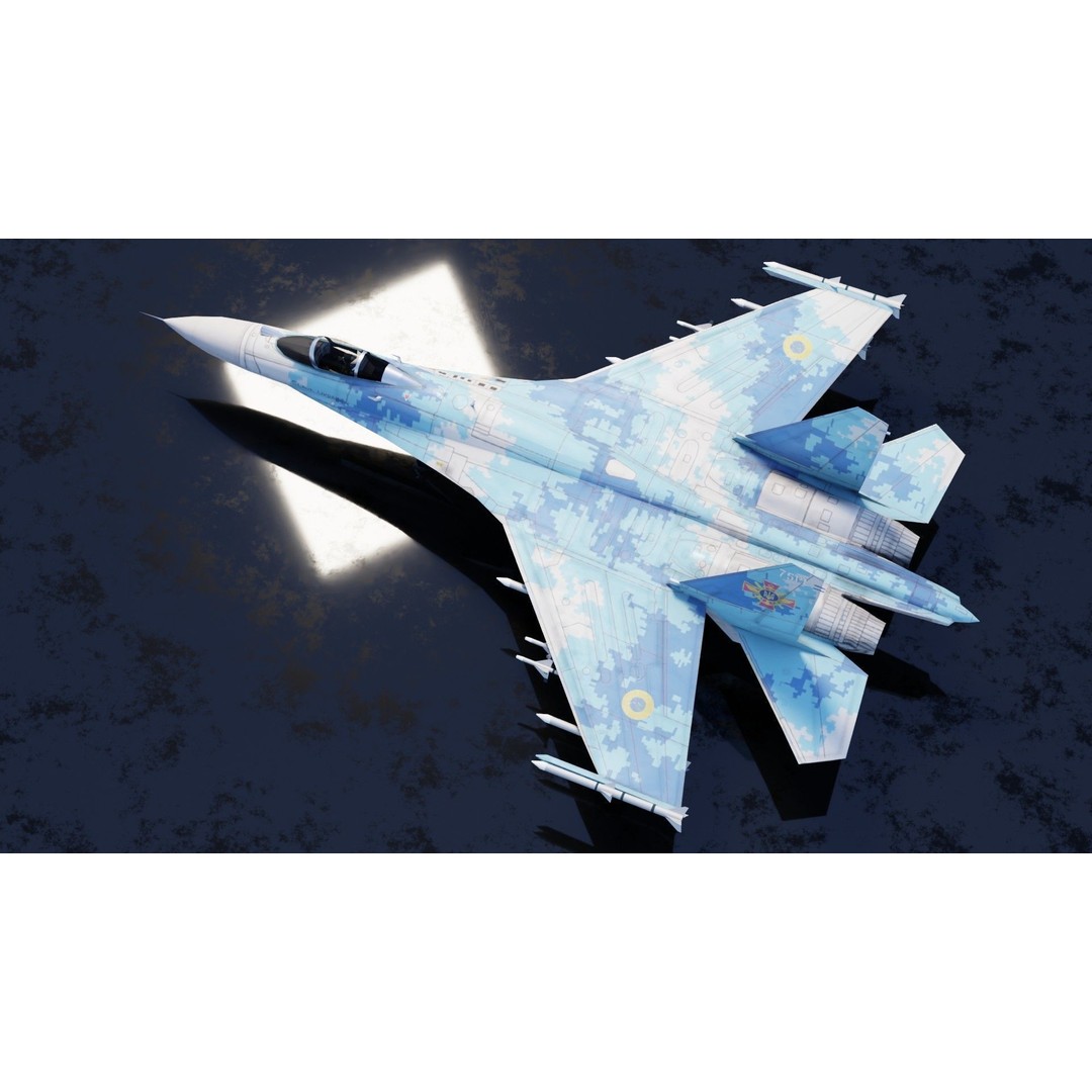 Sukhoi SU-27 Flanker 3D Model – Low Poly Rigged Fighter Jet - View 10