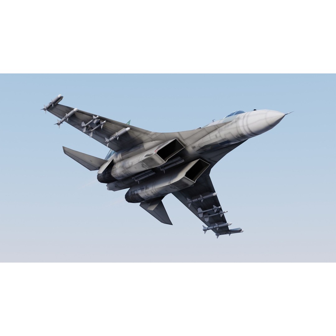 Sukhoi SU-27 Flanker 3D Model – Low Poly Rigged Fighter Jet - View 13
