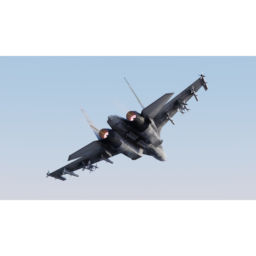 Sukhoi SU-27 Flanker 3D Model – Low Poly Rigged Fighter Jet - View 14