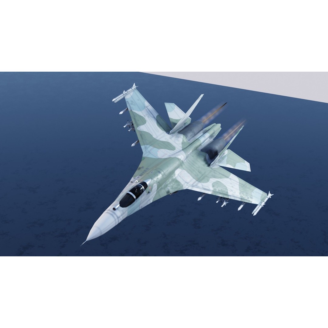 Sukhoi SU-27 Flanker 3D Model – Low Poly Rigged Fighter Jet - View 15