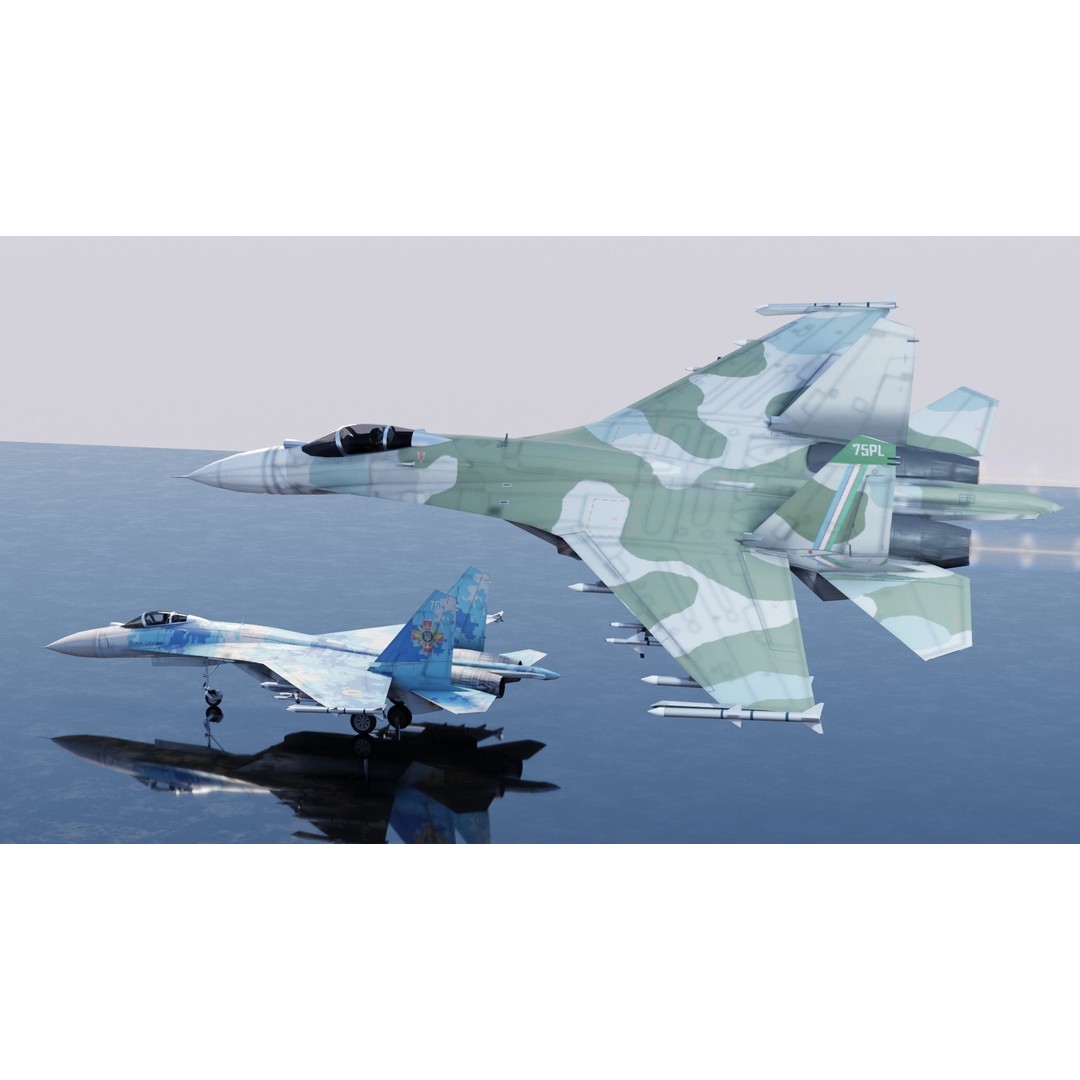 Sukhoi SU-27 Flanker 3D Model – Low Poly Rigged Fighter Jet - View 17