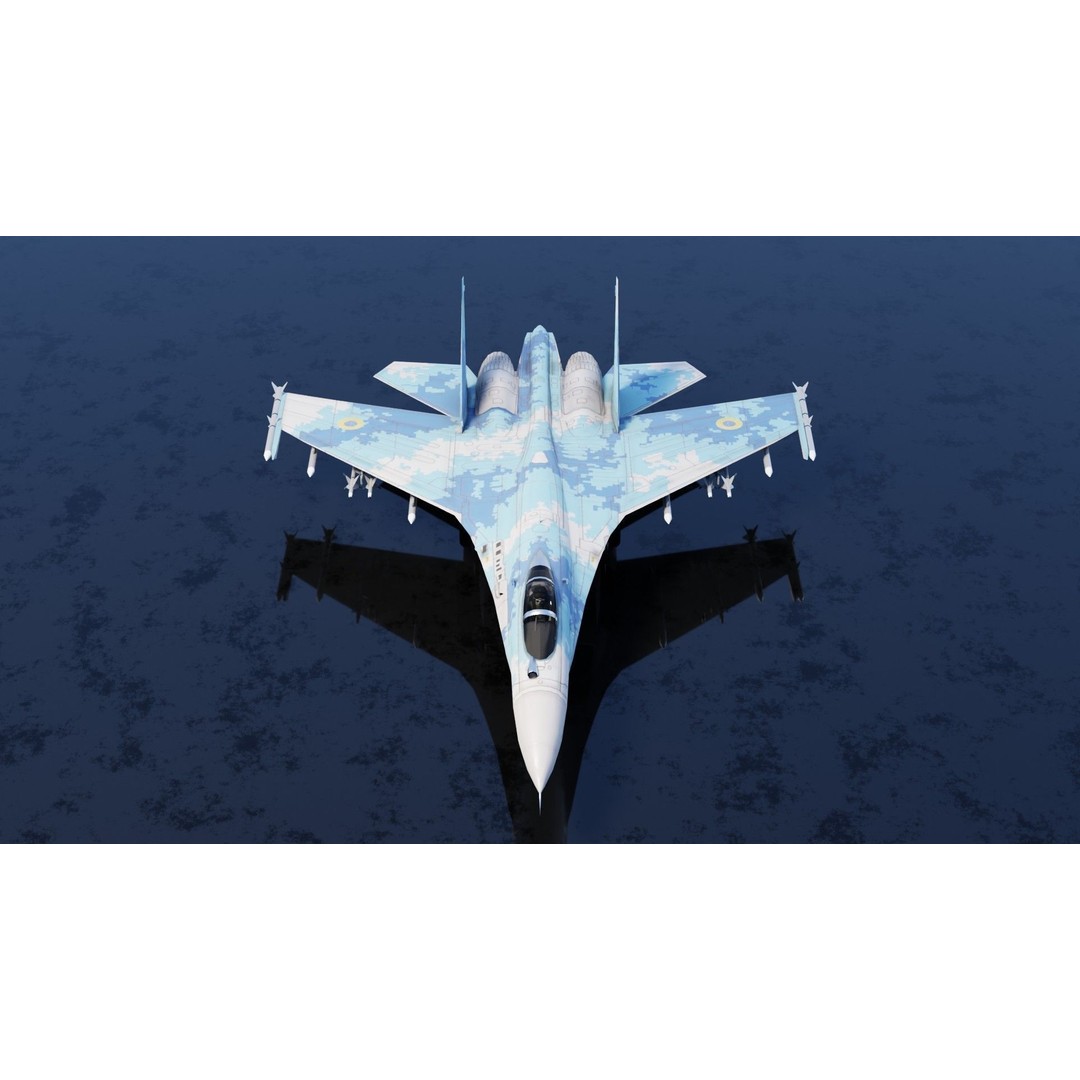 Sukhoi SU-27 Flanker 3D Model – Low Poly Rigged Fighter Jet - View 6