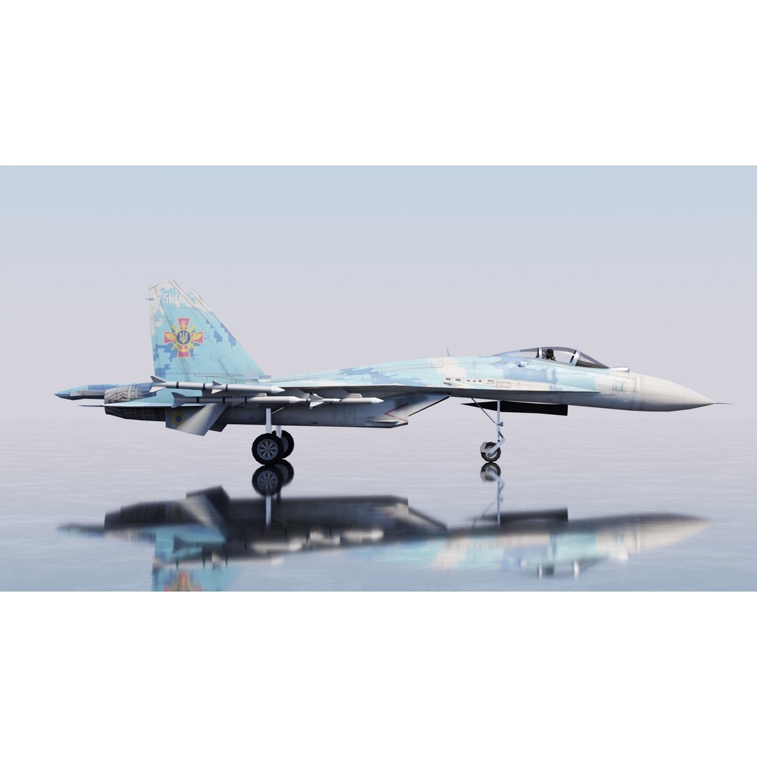 Sukhoi SU-27 Flanker 3D Model – Low Poly Rigged Fighter Jet - View 8