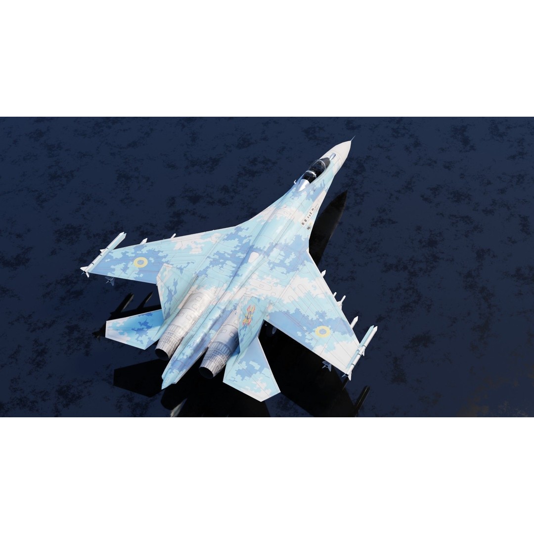 Sukhoi SU-27 Flanker 3D Model – Low Poly Rigged Fighter Jet - View 9