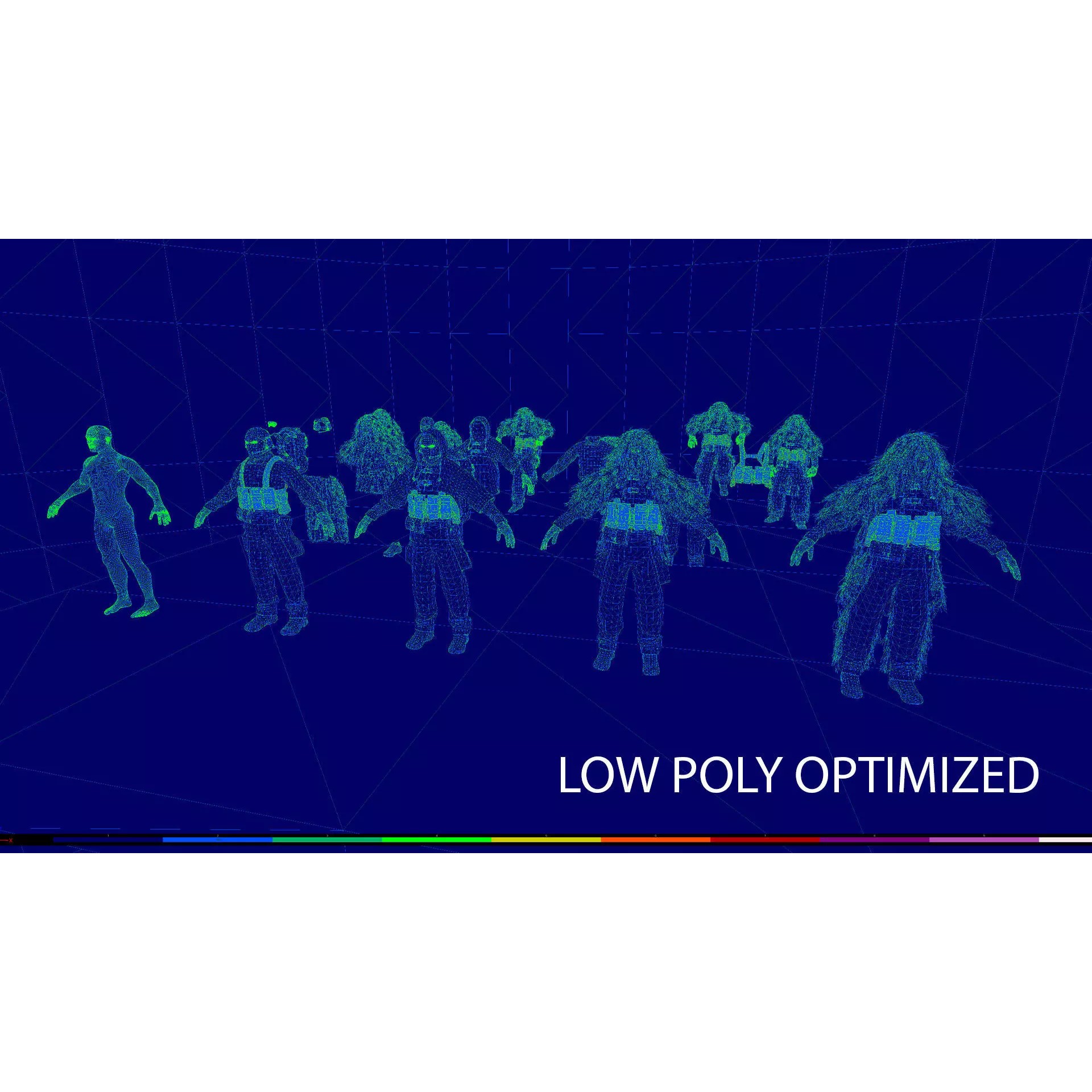 Modular Special Forces Ghillie Sniper - Low-Poly Game-Ready 3D Model - View 12