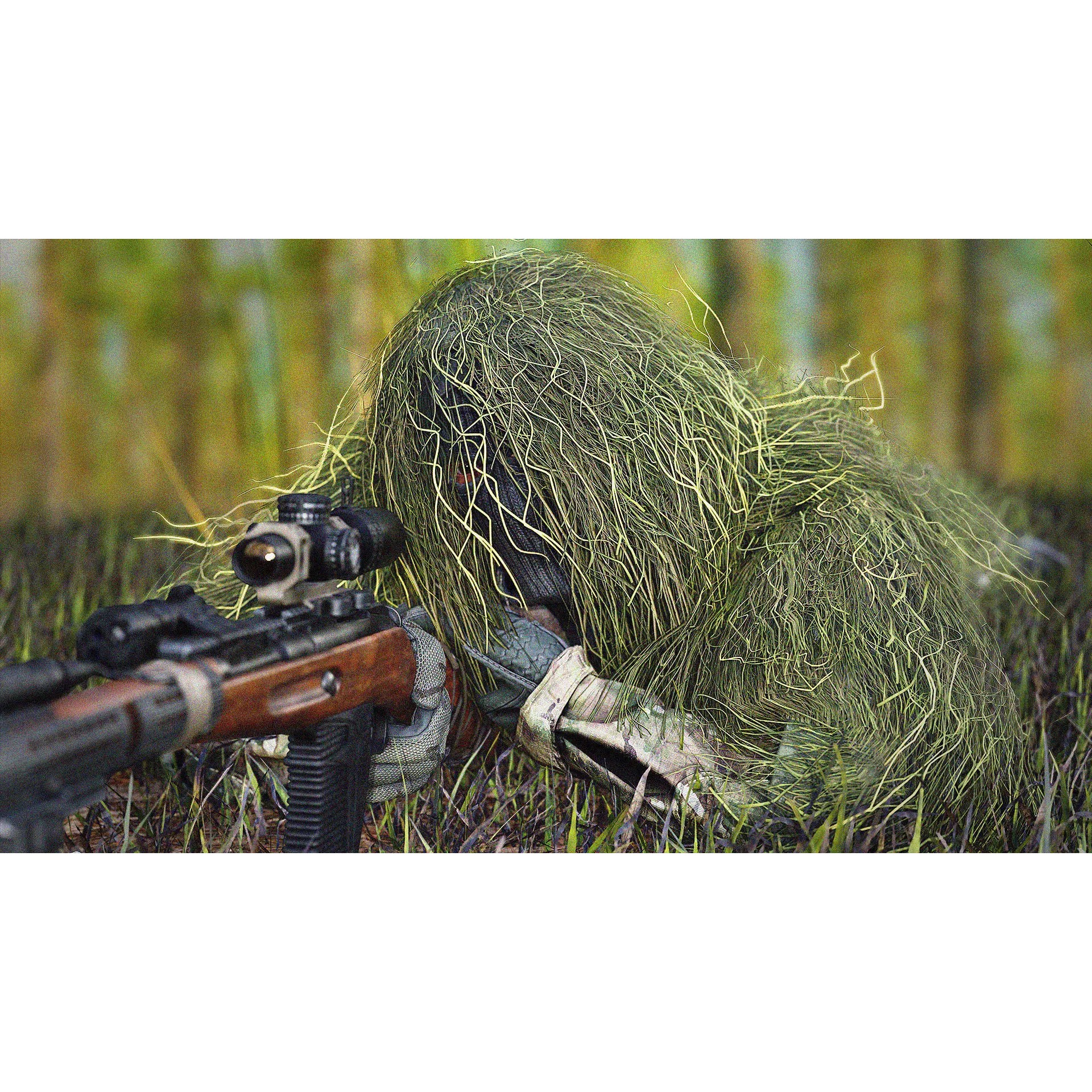 Modular Special Forces Ghillie Sniper - Low-Poly Game-Ready 3D Model - View 2
