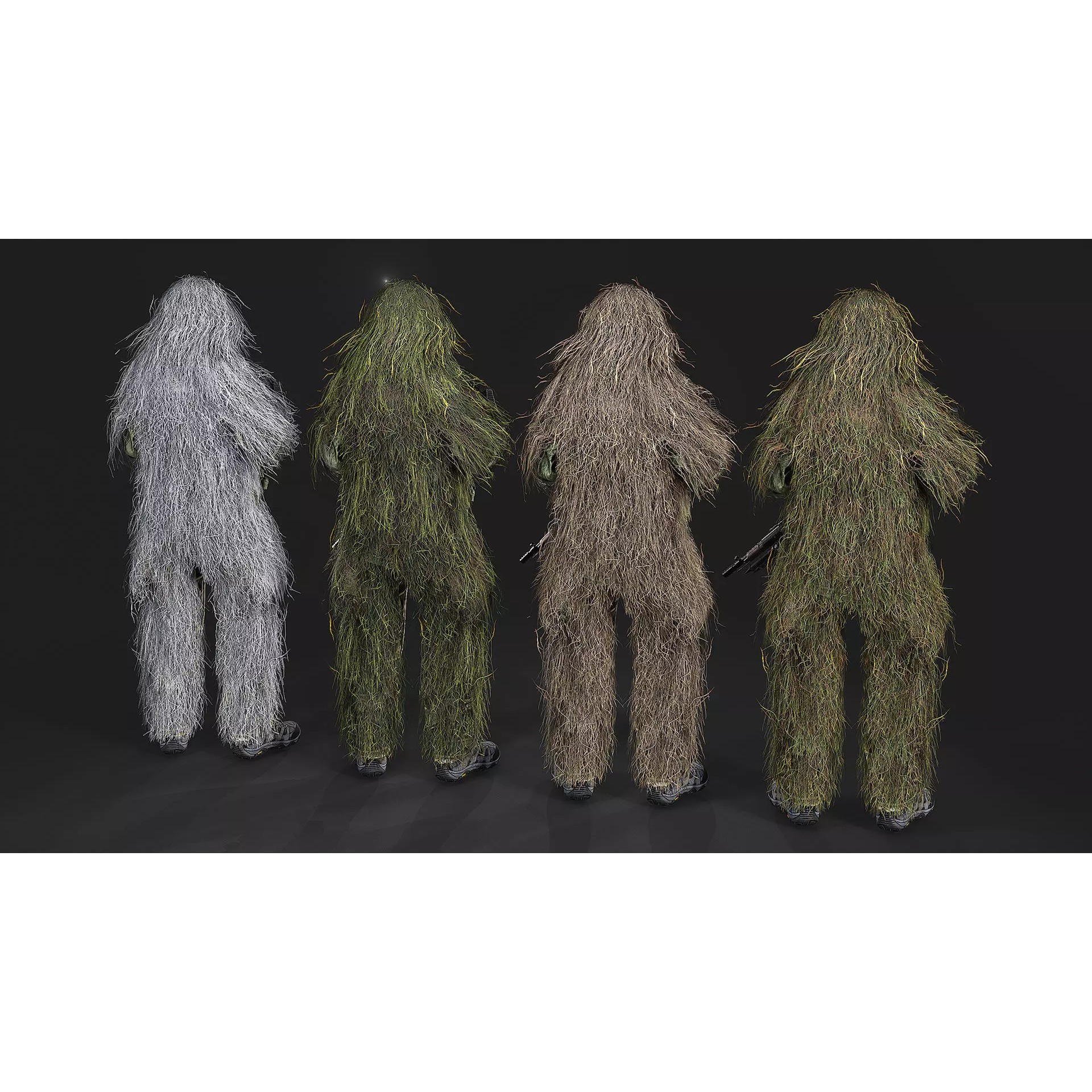 Modular Special Forces Ghillie Sniper - Low-Poly Game-Ready 3D Model - View 8