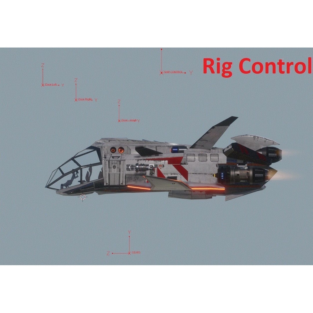 Sci-Fi Dropship 3D Model – Fully Rigged Low-Poly Game Asset, FBX - View 25