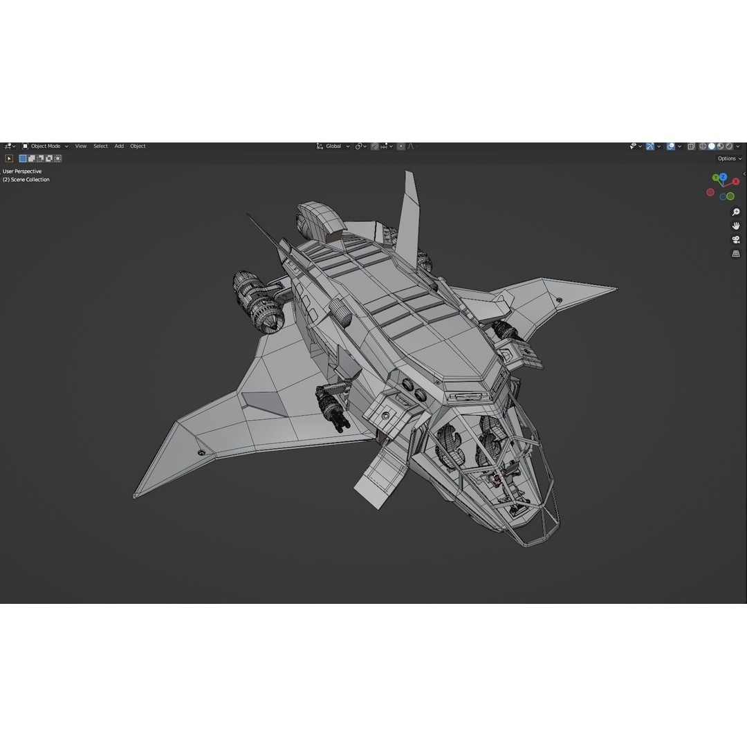 Sci-Fi Dropship 3D Model – Fully Rigged Low-Poly Game Asset, FBX - View 31