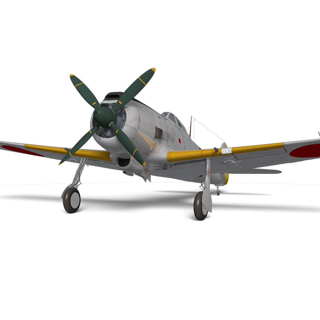 Nakajima Ki-84 Hayate 3D Model – High Poly Military Aircraft, FBX - View 10