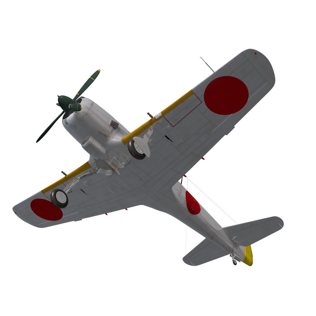 Nakajima Ki-84 Hayate 3D Model – High Poly Military Aircraft, FBX - View 11