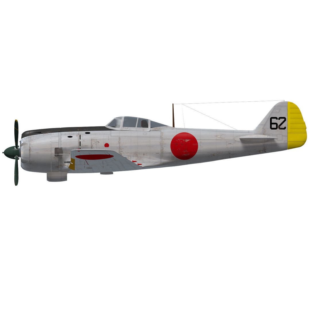 Nakajima Ki-84 Hayate 3D Model – High Poly Military Aircraft, FBX - View 12