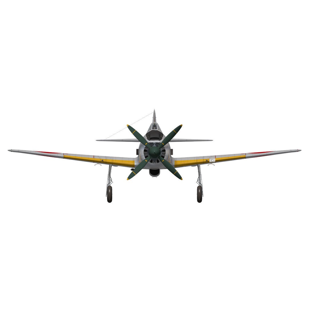 Nakajima Ki-84 Hayate 3D Model – High Poly Military Aircraft, FBX - View 14
