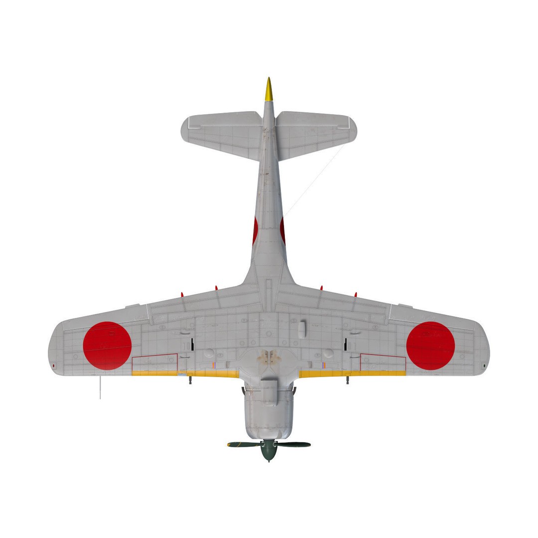 Nakajima Ki-84 Hayate 3D Model – High Poly Military Aircraft, FBX - View 16
