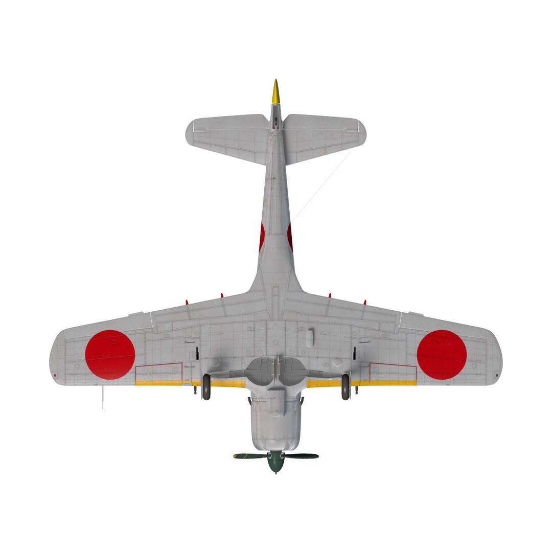 Nakajima Ki-84 Hayate 3D Model – High Poly Military Aircraft, FBX - View 17