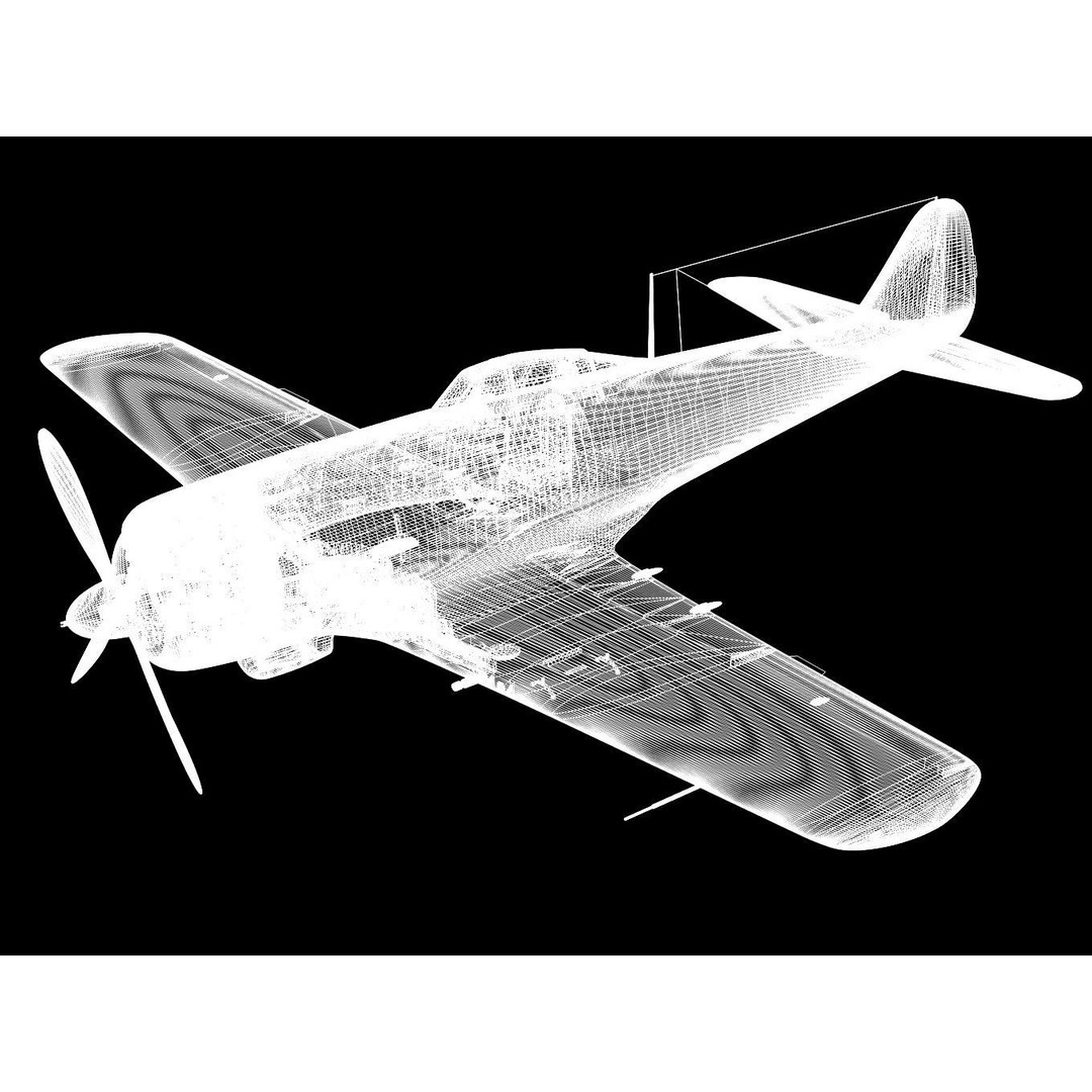 Nakajima Ki-84 Hayate 3D Model – High Poly Military Aircraft, FBX - View 18