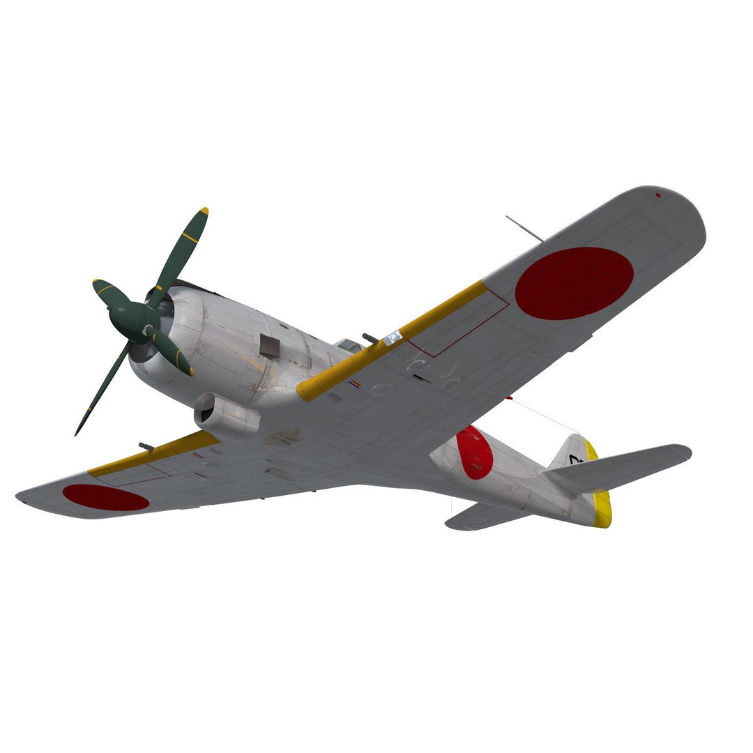 Nakajima Ki-84 Hayate 3D Model – High Poly Military Aircraft, FBX - View 5
