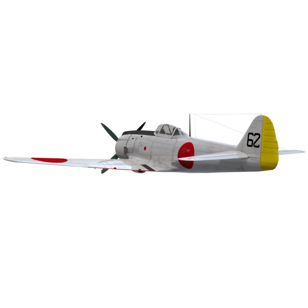 Nakajima Ki-84 Hayate 3D Model – High Poly Military Aircraft, FBX - View 7