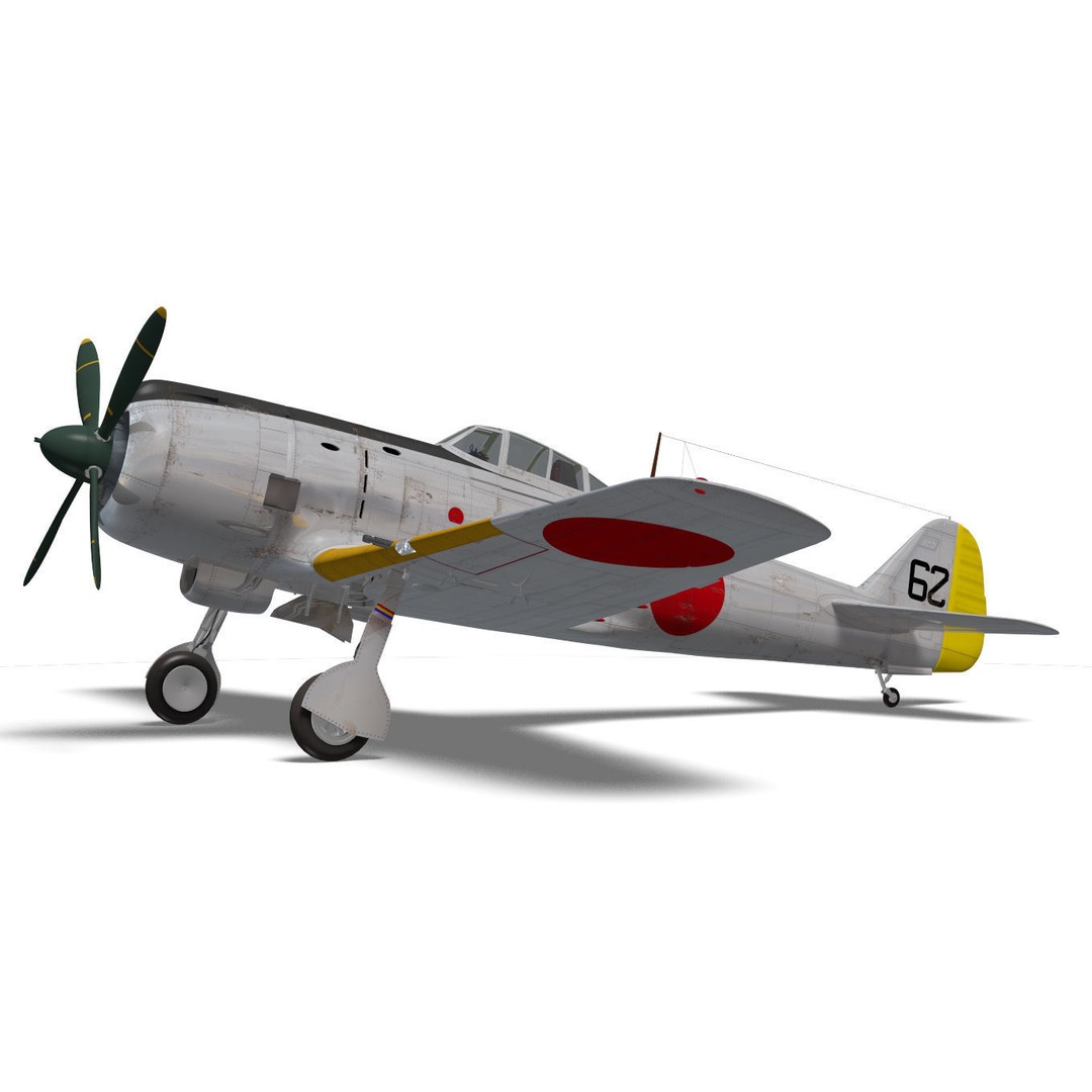 Nakajima Ki-84 Hayate 3D Model – High Poly Military Aircraft, FBX - View 8
