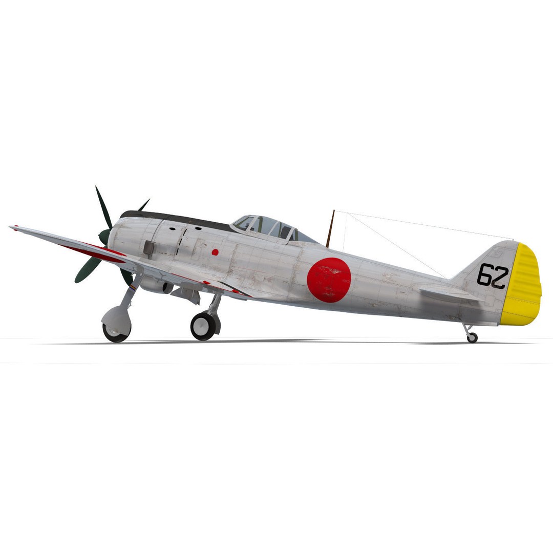 Nakajima Ki-84 Hayate 3D Model – High Poly Military Aircraft, FBX - View 9