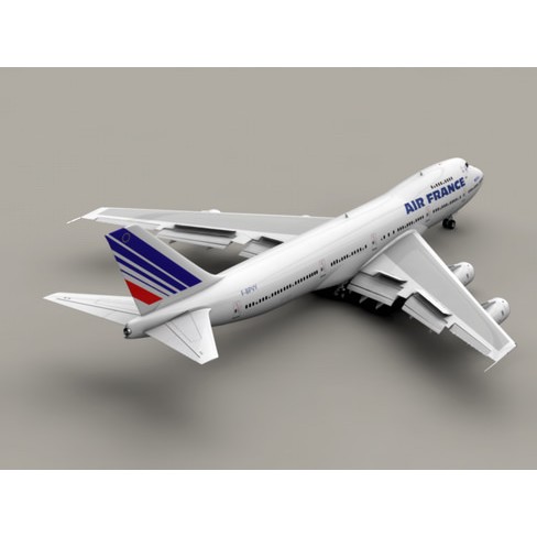 Boeing 747-200 Air France 3D Model – High Poly Animated Aircraft, FBX, OBJ - View 3