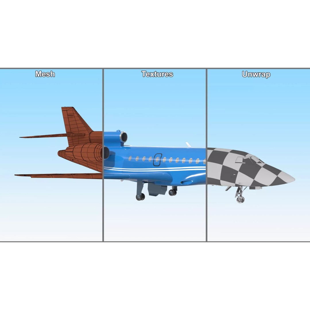Business Jet Plane 3D Model – Rigged PBR Asset for Animation - View 18