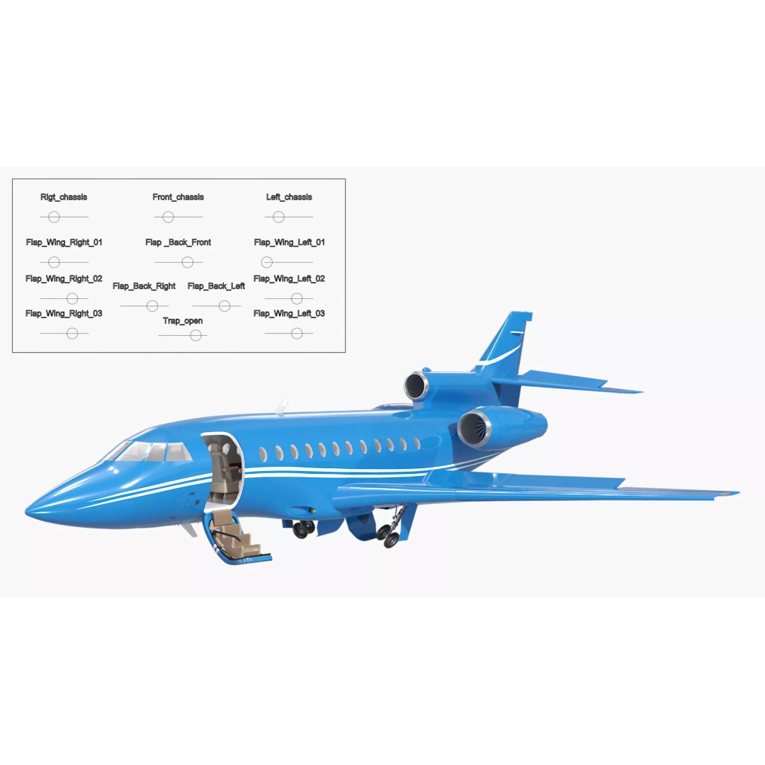 Business Jet Plane 3D Model – Rigged PBR Asset for Animation - View 7