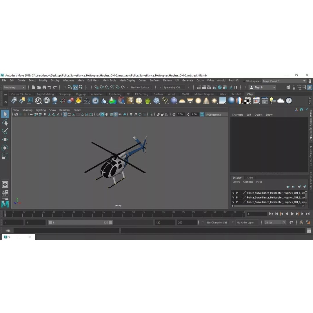 Hughes OH-6 Police Surveillance Helicopter 3D Model – PBR Game-Ready FBX