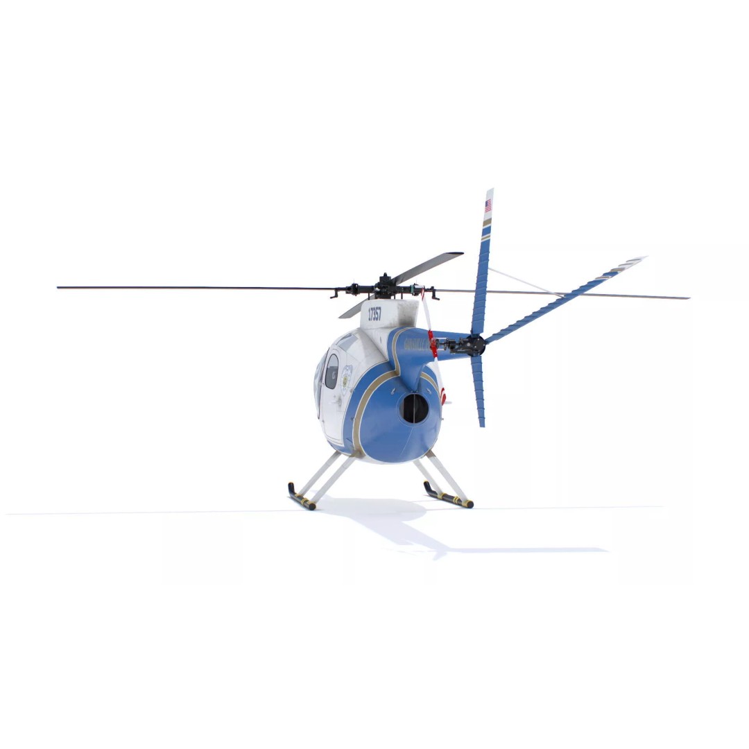 Hughes OH-6 Police Surveillance Helicopter 3D Model – PBR Game-Ready FBX - View 10
