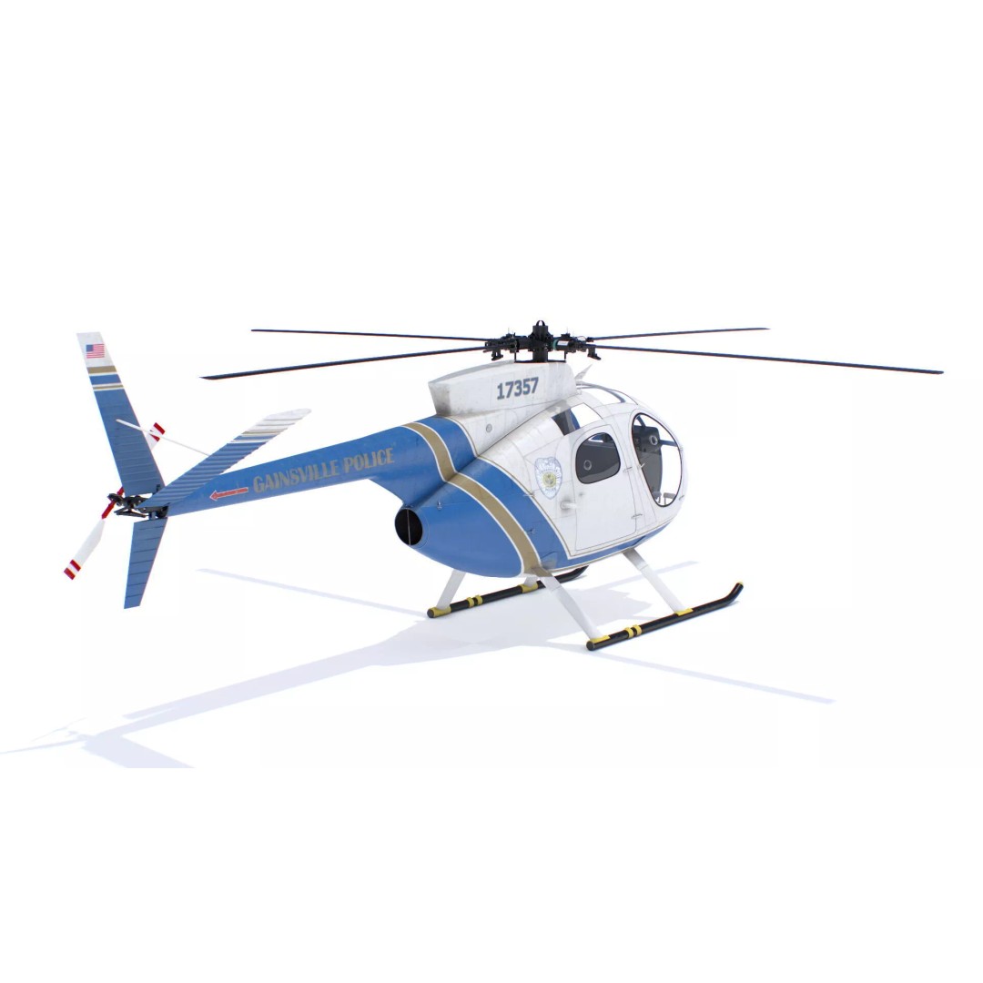 Hughes OH-6 Police Surveillance Helicopter 3D Model – PBR Game-Ready FBX - View 11