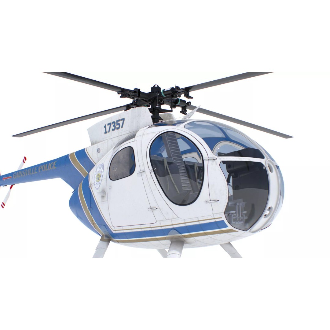 Hughes OH-6 Police Surveillance Helicopter 3D Model – PBR Game-Ready FBX - View 12