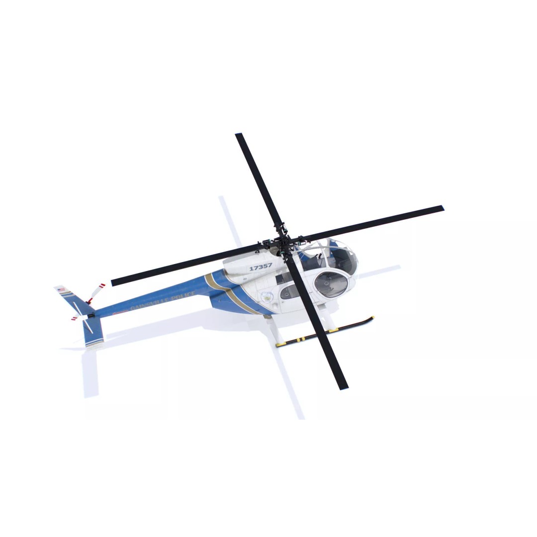 Hughes OH-6 Police Surveillance Helicopter 3D Model – PBR Game-Ready FBX - View 13