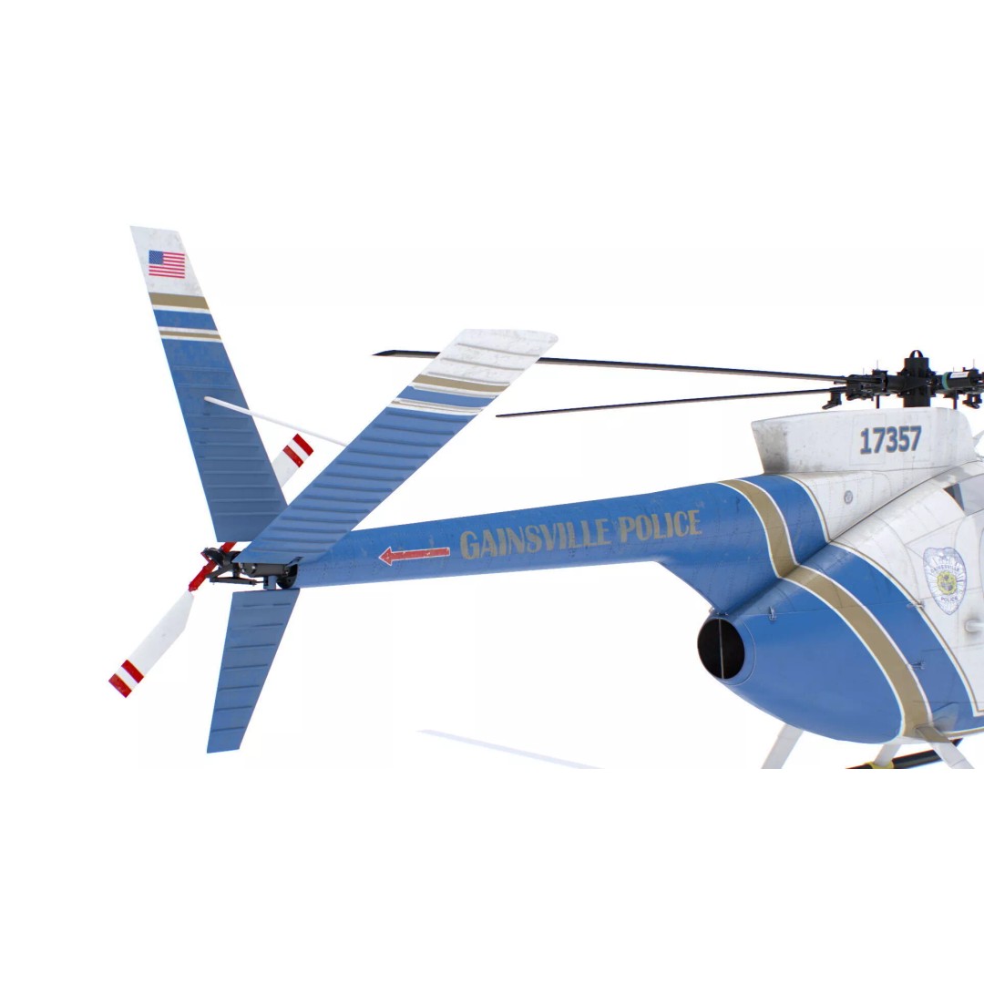 Hughes OH-6 Police Surveillance Helicopter 3D Model – PBR Game-Ready FBX - View 17