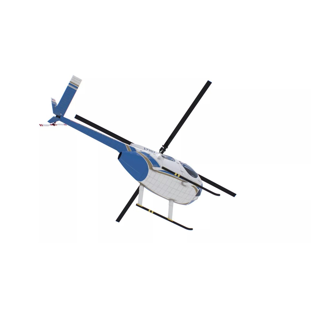 Hughes OH-6 Police Surveillance Helicopter 3D Model – PBR Game-Ready FBX - View 18