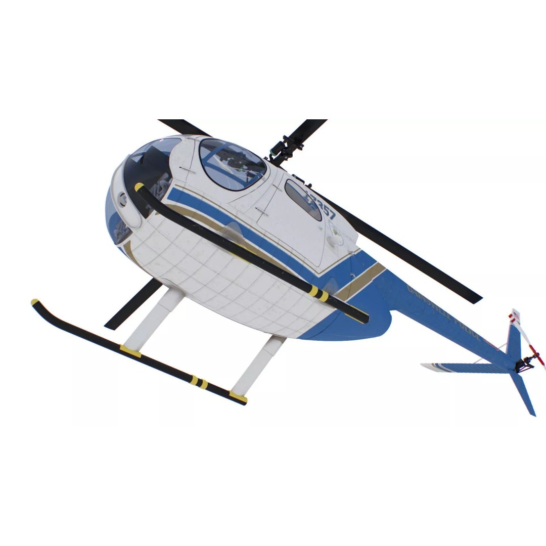 Hughes OH-6 Police Surveillance Helicopter 3D Model – PBR Game-Ready FBX - View 19